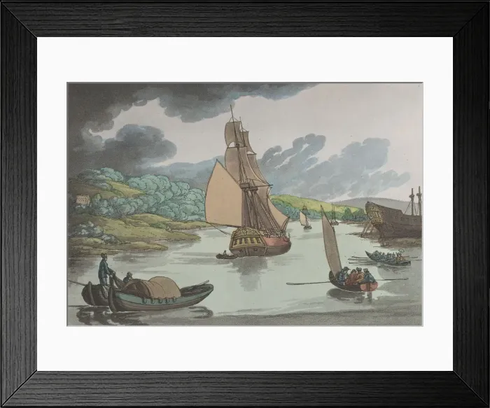 Framed Print : Fowey, Cornwall, from Sketches from Nature, 1822. 1822 Framed Print : Fowey, Cornwall, from Sketches from Nature, 1822. 1822