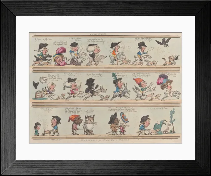 Framed Print : A Pygmy Cat Hunt, Borders for Rooms & Halls, Plate 9, June 20, 1799. June 20, 1799 Framed Print : A Pygmy Cat Hunt, Borders for Rooms & Halls, Plate 9, June 20, 1799. June 20, 1799