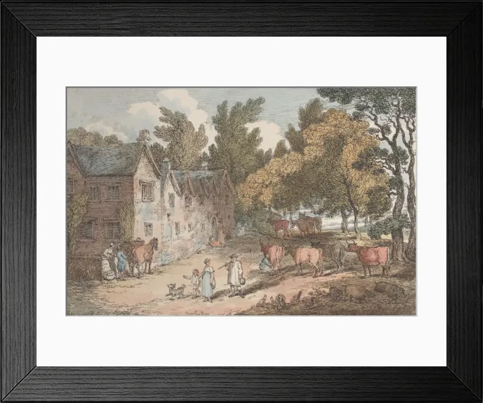 Framed Print : View of a Farm House at Hengar, Cornwall, from Views in Cornwall, April 12