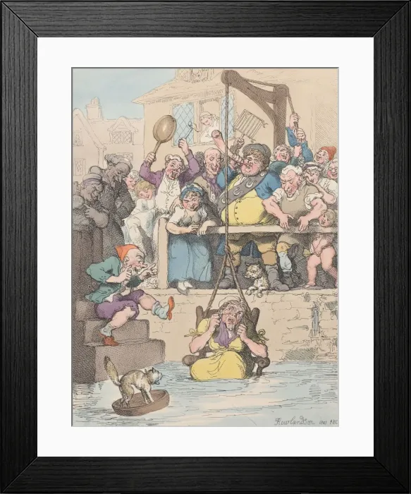 Framed Print : Ducking a Scold, April 12, 1803. April 12, 1803. Creator: Thomas Rowlandson Framed Print : Ducking a Scold, April 12, 1803. April 12, 1803. Creator: Thomas Rowlandson
