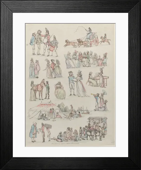 Framed Print : Plate 7, Outlines of Figures, Landscapes and Cattle... for the Use of Learners, Ju