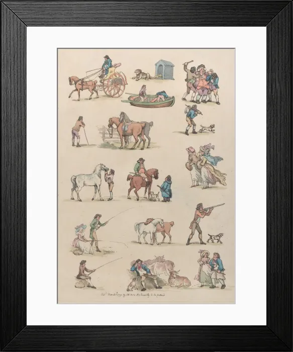 Framed Print : Plate 1, Outlines of Figures, Landscapes and Cattle... for the Use of Learners, Ma Framed Print : Plate 1, Outlines of Figures, Landscapes and Cattle... for the Use of Learners, Ma