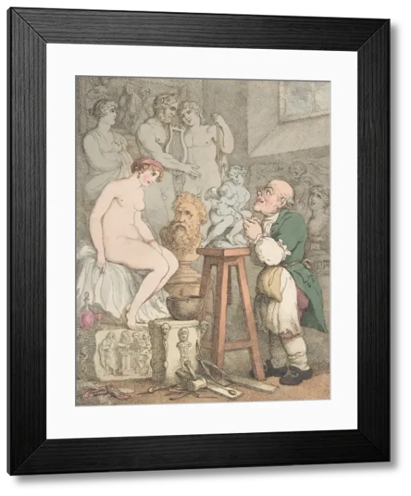 Framed Print : The Sculptor [Preparations for the Academy, Old Joseph Nollekens and his Venus], ca. 1800