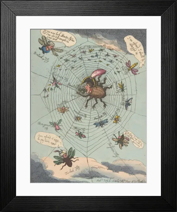 Framed Print : The Corsican Spider in His Web!, July 12, 1808. July 12, 1808 Framed Print : The Corsican Spider in His Web!, July 12, 1808. July 12, 1808
