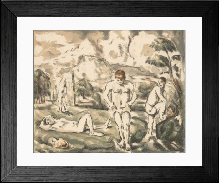 Framed Print : The Large Bathers (Les Baigneurs), ca. 1898. ca. 1898. Creator: Paul Cezanne Framed Print : The Large Bathers (Les Baigneurs), ca. 1898. ca. 1898. Creator: Paul Cezanne