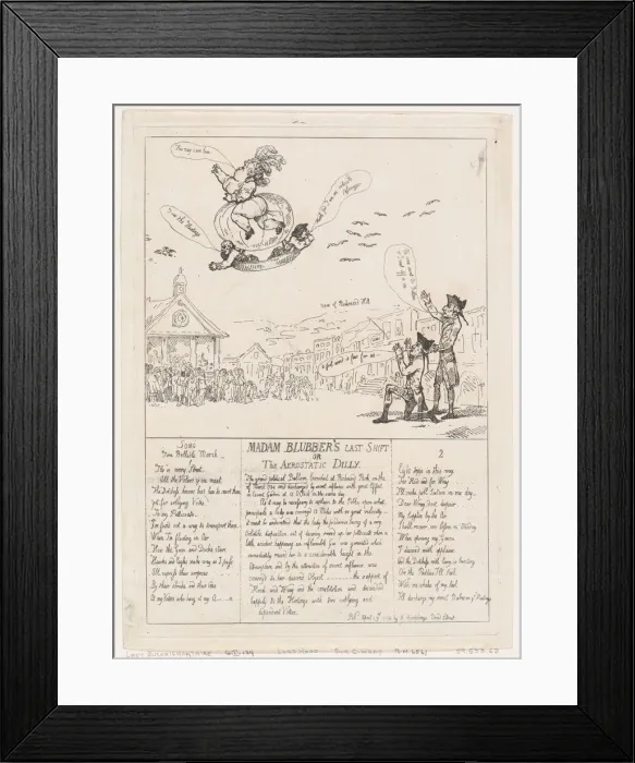 Framed Print : Madam Blubbers Last Shift or The Aerostatic Dilly, April 29, 1784. April 29, 1784 Framed Print : Madam Blubbers Last Shift or The Aerostatic Dilly, April 29, 1784. April 29, 1784