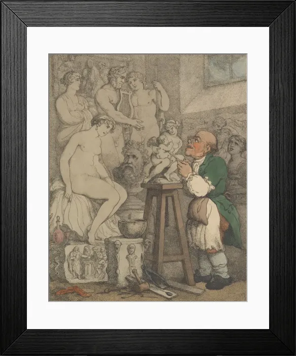 Framed Print : The Sculptor [Preparations for the Academy, Old Joseph Nollekens and his Venus], ca. 1800