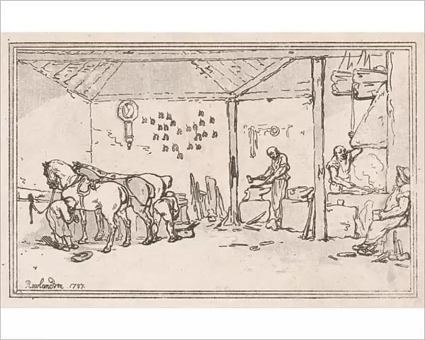 Shoeing: The Village Forge (A Farriers Shop), 1787. 1787. Creator: Thomas Rowlandson