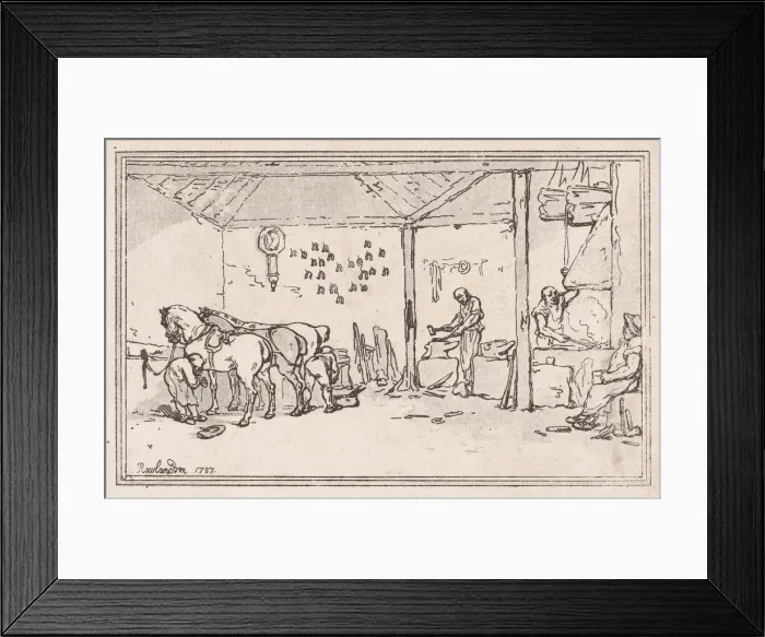 Framed Print : Shoeing: The Village Forge (A Farriers Shop), 1787. 1787. Creator: Thomas Rowlandson Framed Print : Shoeing: The Village Forge (A Farriers Shop), 1787. 1787. Creator: Thomas Rowlandson