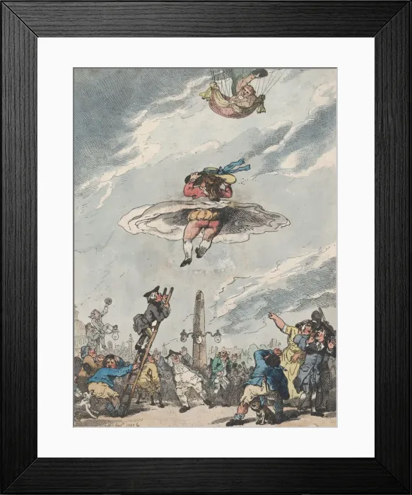 Framed Print : The Parachute or a Sage Ladys Second Experiment, September 1785. September 1785 Framed Print : The Parachute or a Sage Ladys Second Experiment, September 1785. September 1785