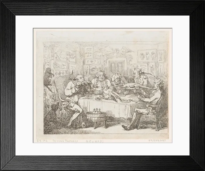Framed Print : Sir Joseph Banks about to Eat an Alligator ( The Fish Supper ) Framed Print : Sir Joseph Banks about to Eat an Alligator ( The Fish Supper )