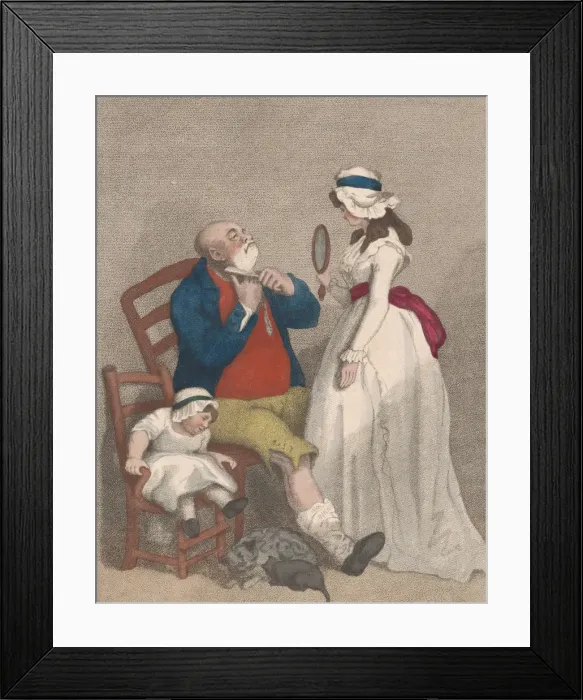 Framed Print : Domestic Shaving, August 21, 1786. August 21, 1786. Creator: Thomas Rowlandson Framed Print : Domestic Shaving, August 21, 1786. August 21, 1786. Creator: Thomas Rowlandson