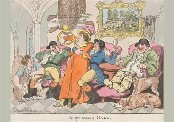 Sportsmans Hall, or Fox-Hunters Relaxing, 1812. 1812. Creator: Thomas Rowlandson