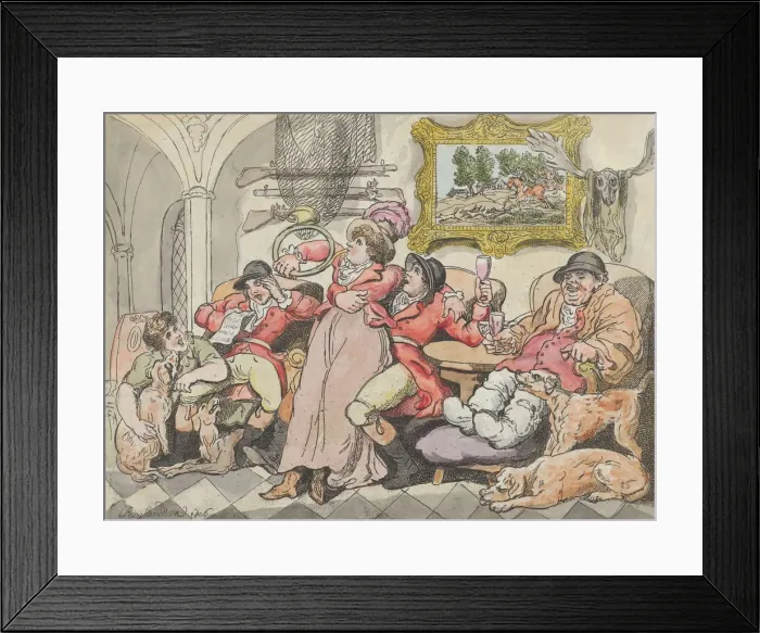 Framed Print : Sportsmans Hall, or Fox-Hunters Relaxing, 1806. 1806. Creator: Thomas Rowlandson Framed Print : Sportsmans Hall, or Fox-Hunters Relaxing, 1806. 1806. Creator: Thomas Rowlandson