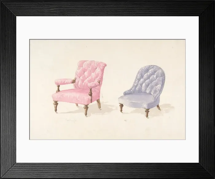 Framed Print : Designs for Two Chairs, 1841-84. Creator: Charles Hindley & Sons