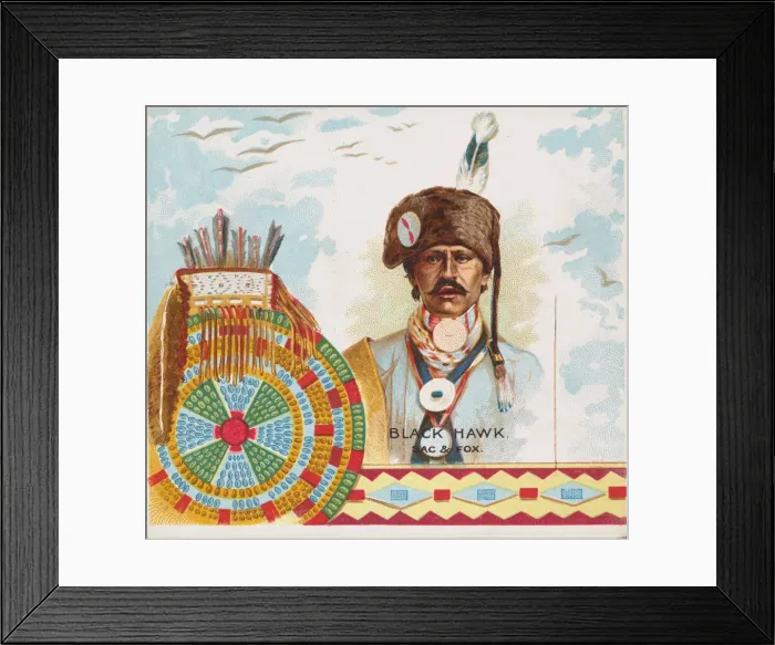Framed Print : Black Hawk, Sac & Fox, from the American Indian Chiefs series (N36) for Allen & Framed Print : Black Hawk, Sac & Fox, from the American Indian Chiefs series (N36) for Allen &