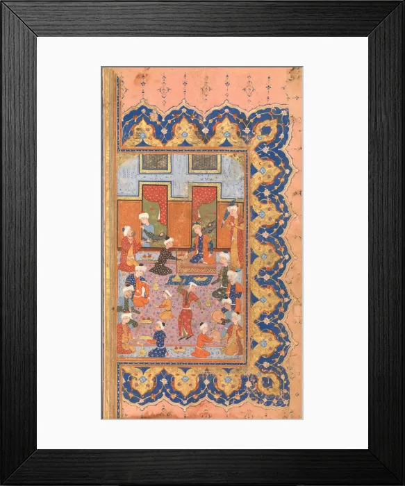 Framed Print : A Scene of Conviviality at Court, Folio from a Divan (Collected Works Framed Print : A Scene of Conviviality at Court, Folio from a Divan (Collected Works