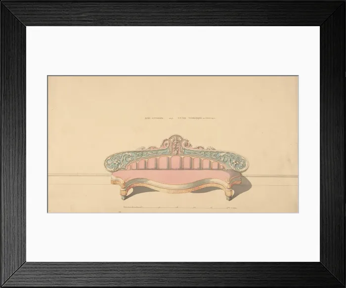 Framed Print : Design for Side Ottoman, Later Arabesque or Morisco Style, 1835-1900 Framed Print : Design for Side Ottoman, Later Arabesque or Morisco Style, 1835-1900
