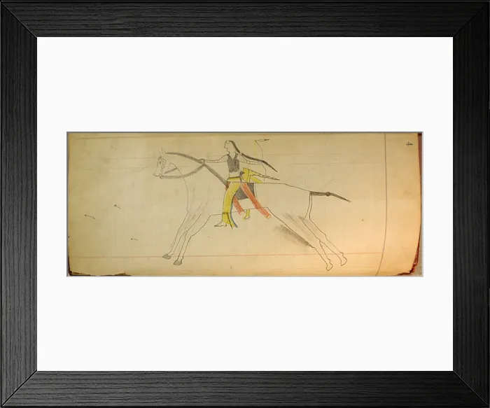 Framed Print : Maffet Ledger: Mounted Indian, ca. 1874-81. Creator: Unknown Framed Print : Maffet Ledger: Mounted Indian, ca. 1874-81. Creator: Unknown