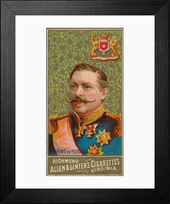 Framed Print : King of Portugal, from Worlds Sovereigns series (N34) for Allen & Ginter Cigarettes Framed Print : King of Portugal, from Worlds Sovereigns series (N34) for Allen & Ginter Cigarettes