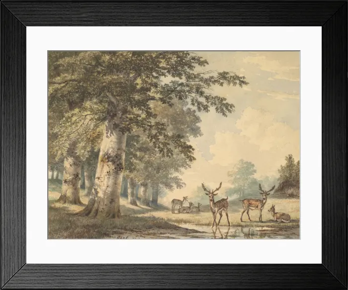Framed Print : Deer under Beech Trees in Winter, 1853. Creator: Hendrik Gerrit ten Cate Framed Print : Deer under Beech Trees in Winter, 1853. Creator: Hendrik Gerrit ten Cate