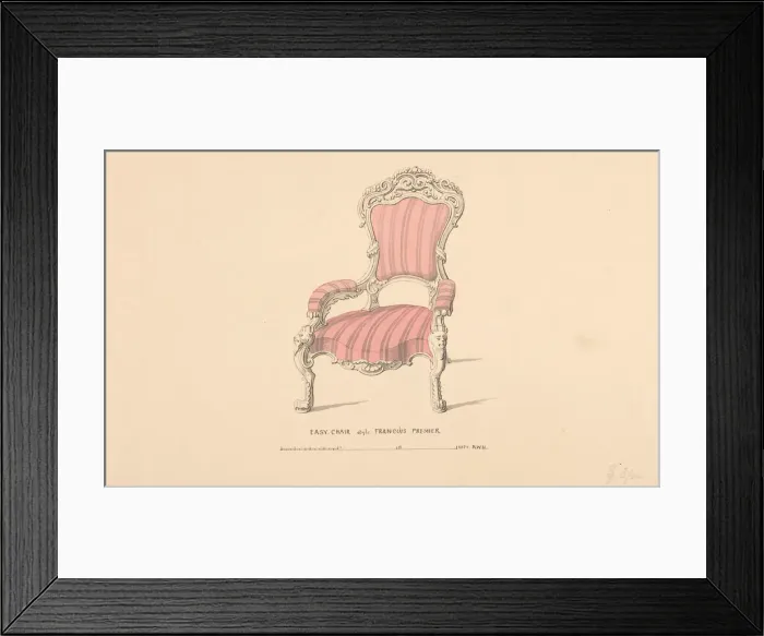 Framed Print : Design for Easy Chair, Francois Premier Style, 1835-1900 Framed Print : Design for Easy Chair, Francois Premier Style, 1835-1900