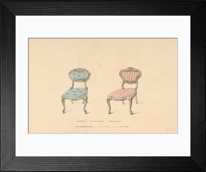 Framed Print : Design for Drawing Room Chairs, Louis Quinze Style, 1835-1900 Framed Print : Design for Drawing Room Chairs, Louis Quinze Style, 1835-1900