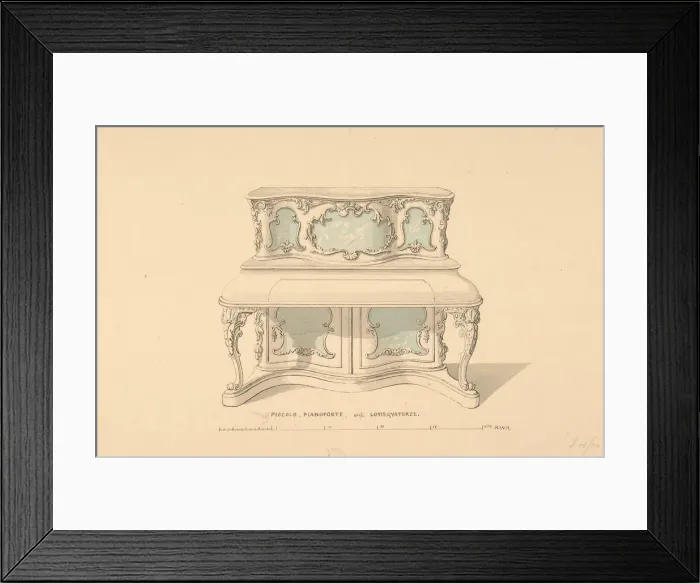 Framed Print : Design for Piccolo Pianoforte, Louis Quatorze Style, 1835-1900 Framed Print : Design for Piccolo Pianoforte, Louis Quatorze Style, 1835-1900