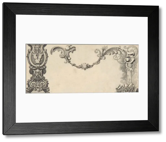 Framed Print : Design for Banknote, 1830-1904. Creator: Robert William Hume Framed Print : Design for Banknote, 1830-1904. Creator: Robert William Hume