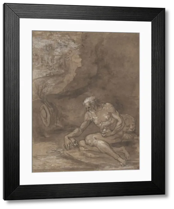 Framed Print : Saint Jerome Praying in a Landscape. 1550-60. Creator: Attributed to Niccolo dell Abate Framed Print : Saint Jerome Praying in a Landscape. 1550-60. Creator: Attributed to Niccolo dell Abate