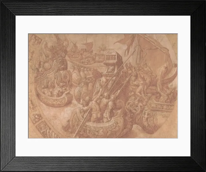 Framed Print : The Sea Battle in the Gulf of Morbihan, 16th century. Creator: Workshop of Taddeo Zuccaro Framed Print : The Sea Battle in the Gulf of Morbihan, 16th century. Creator: Workshop of Taddeo Zuccaro