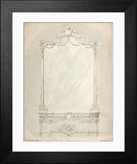 Framed Print : Design for a Side Table and Mirror, 1841-84. Creator: Charles Hindley & Sons Framed Print : Design for a Side Table and Mirror, 1841-84. Creator: Charles Hindley & Sons