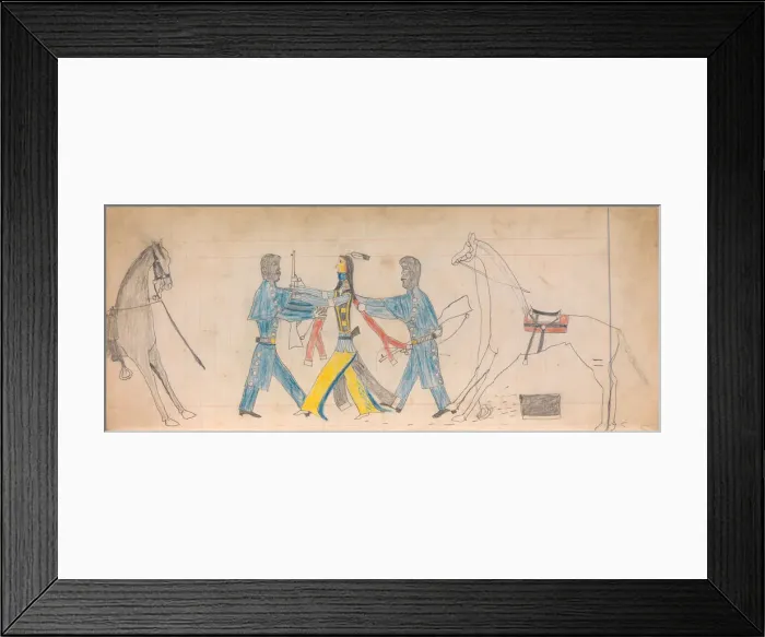 Framed Print : Maffet Ledger: Black Cavalry Officers and Indian, ca. 1874-81. Creator: Unknown Framed Print : Maffet Ledger: Black Cavalry Officers and Indian, ca. 1874-81. Creator: Unknown