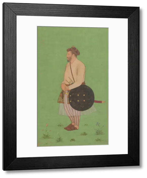Framed Print : Portrait of Khan Dauran Bahadur Nusrat Jang, Folio from the Shah Jahan Album, verso: ca Framed Print : Portrait of Khan Dauran Bahadur Nusrat Jang, Folio from the Shah Jahan Album, verso: ca
