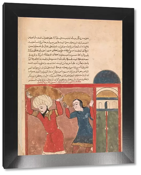 The Merchant and his Accomplice Carry Away Goods, Folio from a Kalila wa Dimna