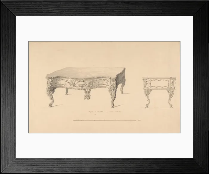 Framed Print : Design for Square Pianoforte, Louis Quatorze Style, 1835-1900 Framed Print : Design for Square Pianoforte, Louis Quatorze Style, 1835-1900
