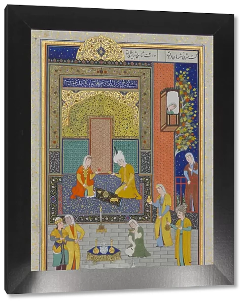 Bahram Gur in the Yellow Palace on Sunday, Folio 213 from a Khamsa... A.H. 931  /  A.D