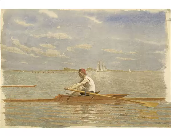John Biglin in a Single Scull, ca. 1873. Creator: Thomas Eakins