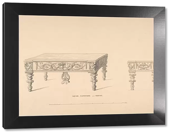 Design for Square Pianoforte, Grecian Style, 1835-1900. Creator: Robert William Hume