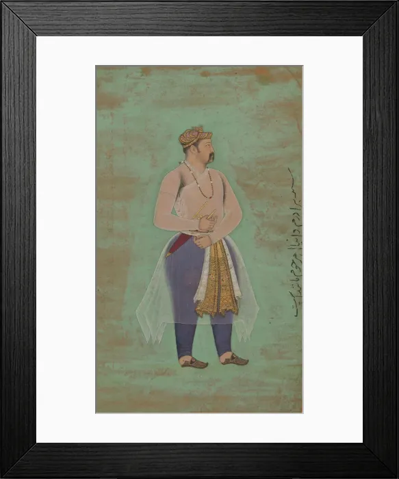 Framed Print : recto: Portrait of Prince Danyal, Folio from the Shah Jahan Album, recto: late 16th century. Creator: Manohar