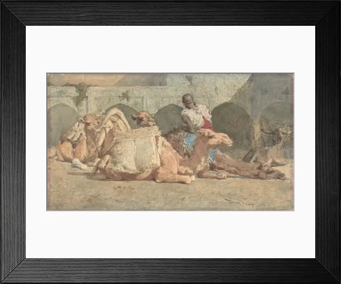 Framed Print : Camels Reposing, Tangiers, ca. 1854-74. Creator: Mariano Jose Maria Bernardo Fortuny y Framed Print : Camels Reposing, Tangiers, ca. 1854-74. Creator: Mariano Jose Maria Bernardo Fortuny y