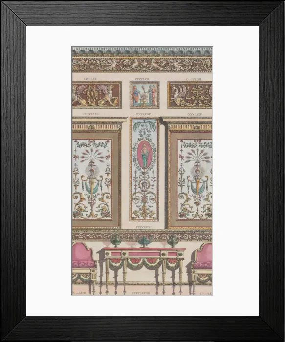 Framed Print : Interior Ornamented Wall, nos. CCCCLXIX-CCCCLXXIX... 1801. Creator: Unknown Framed Print : Interior Ornamented Wall, nos. CCCCLXIX-CCCCLXXIX... 1801. Creator: Unknown
