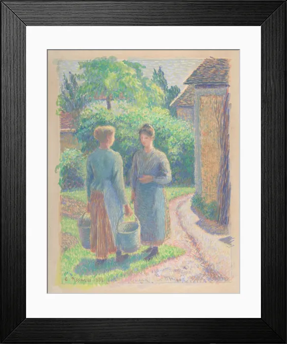 Framed Print : Two Women in a Garden, 1888. Creator: Camille Pissarro Framed Print : Two Women in a Garden, 1888. Creator: Camille Pissarro