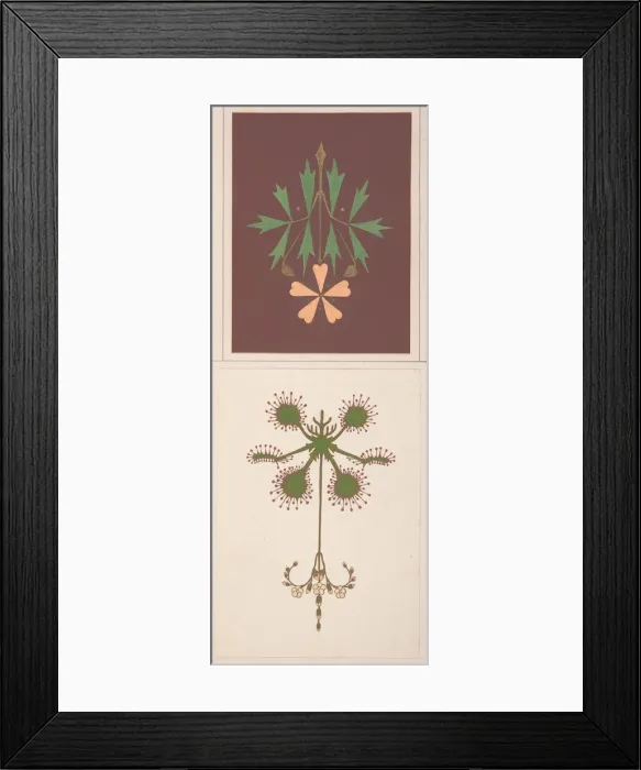Framed Print : Two design drawings, ca. 1883, based on earlier design. Creator: Christopher Dresser Framed Print : Two design drawings, ca. 1883, based on earlier design. Creator: Christopher Dresser