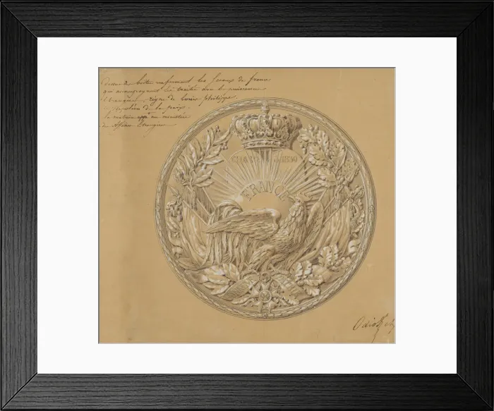 Framed Print : Design for the Medal to Commemorate the Charter of 1830, 1830 Framed Print : Design for the Medal to Commemorate the Charter of 1830, 1830