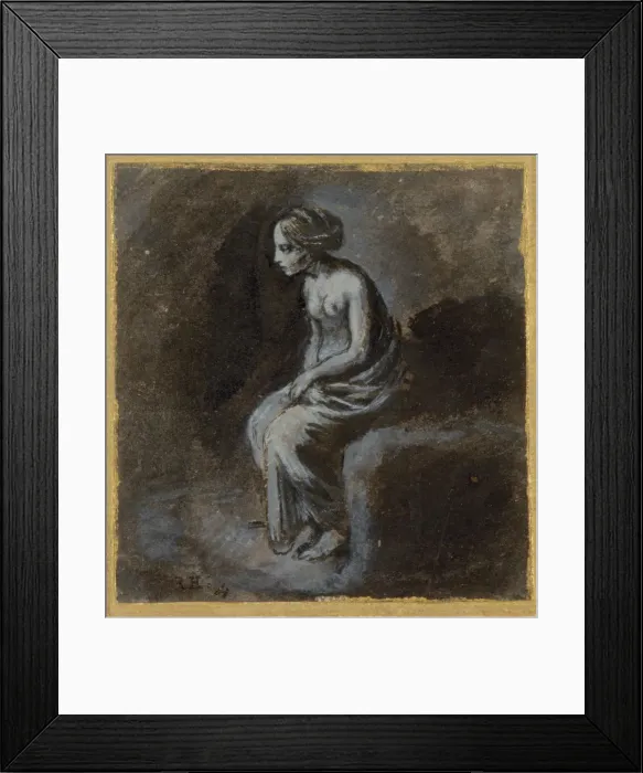 Framed Print : Seated Young Woman, late 16th-early 17th century. Creator: Adam Elsheimer Framed Print : Seated Young Woman, late 16th-early 17th century. Creator: Adam Elsheimer