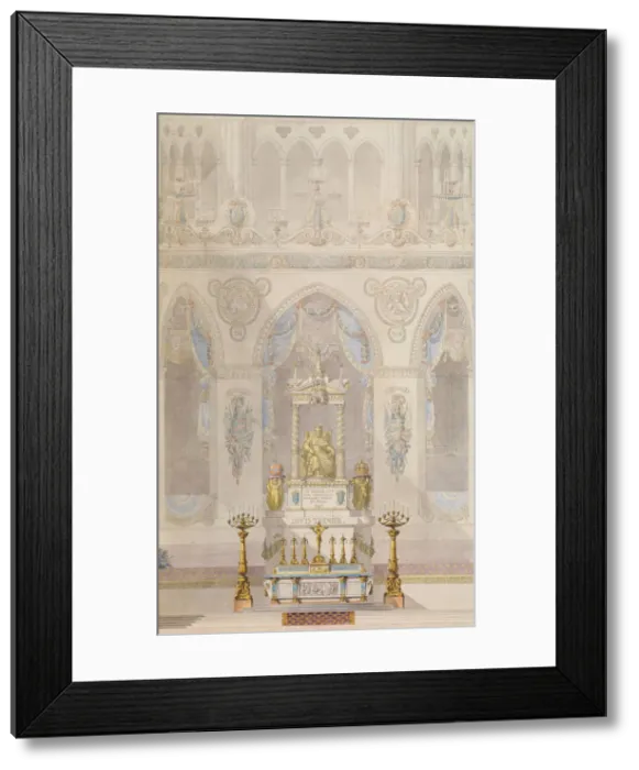 Framed Print : Elevation of Altar with Statue of Louis I, Reims Cathedral, n. d Framed Print : Elevation of Altar with Statue of Louis I, Reims Cathedral, n. d