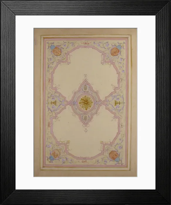 Framed Print : Design for Ceiling Decorated with Lavender Arabesques, 19th century Framed Print : Design for Ceiling Decorated with Lavender Arabesques, 19th century