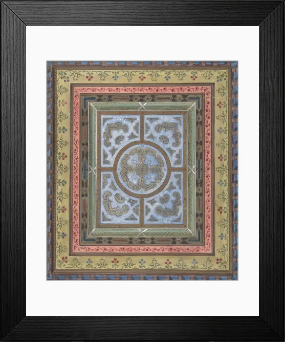 Framed Print : Design for Ceiling with Plant and Arabesque Decoration, 19th century Framed Print : Design for Ceiling with Plant and Arabesque Decoration, 19th century