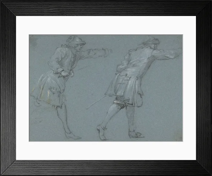 Framed Print : Study of Two Soldiers Swordfighting, 17th century. Creator: Adam Frans van der Meulen Framed Print : Study of Two Soldiers Swordfighting, 17th century. Creator: Adam Frans van der Meulen